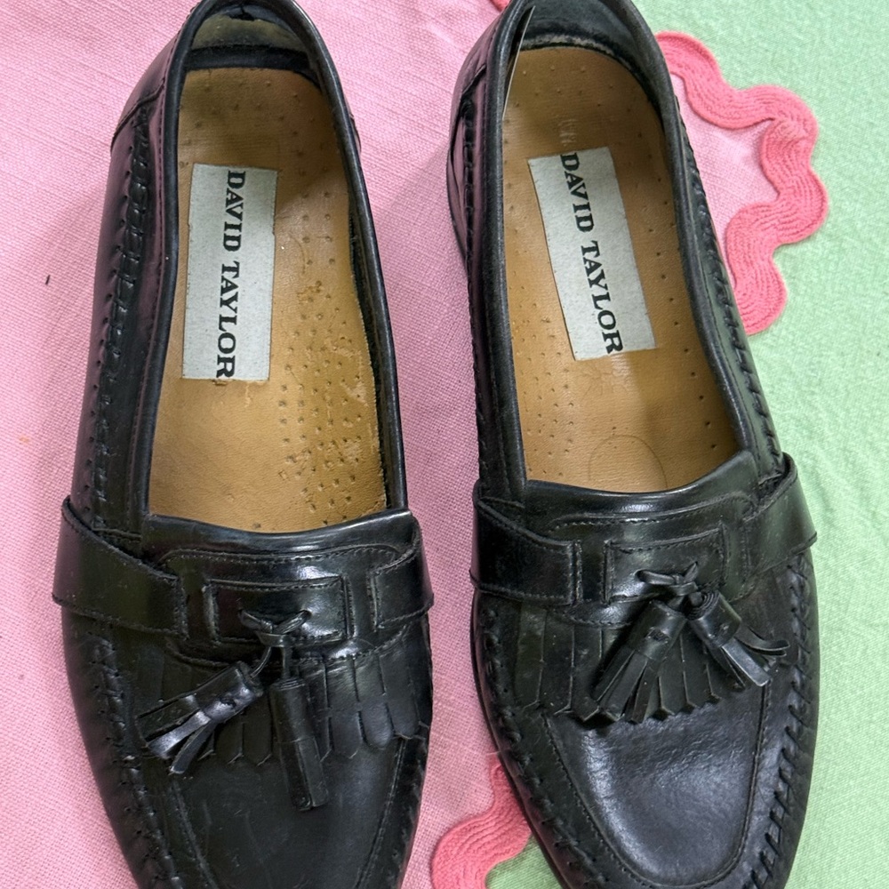 David Taylor Men's Black Tassel Loafers